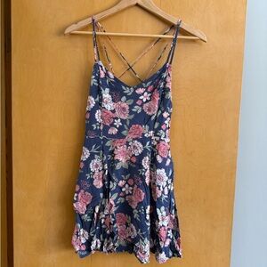 Floral Strappy Open Back Mini Dress | Blue Pink | XS